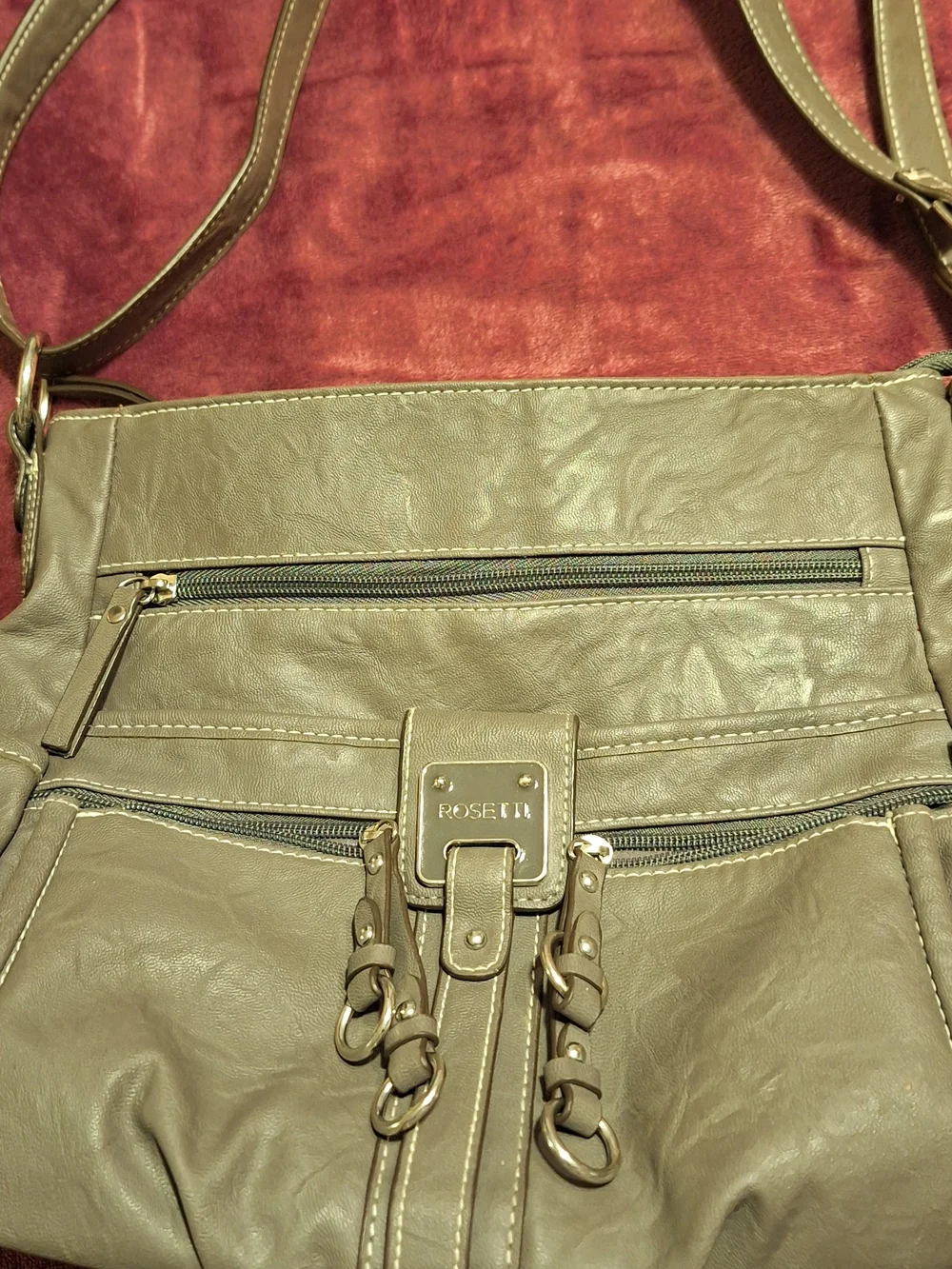 Rosetti Olive Green Shoulder Bag with Front Zips